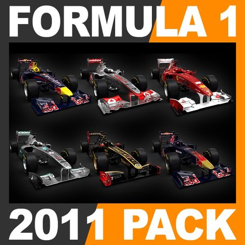 F1 2011 Pack - Ferrari McLaren Red Bull Toro Rosso Mercedes Renault 3D Model F1 2011 Pack - Ferrari McLaren Red Bull Toro Rosso Mercedes Renault 3D Model .max .obj .3ds .fbx .lwo .lw .lws .c4d
