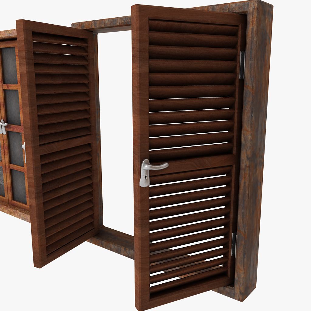 wooden window shutter frame sill ledge parapet 3D Models