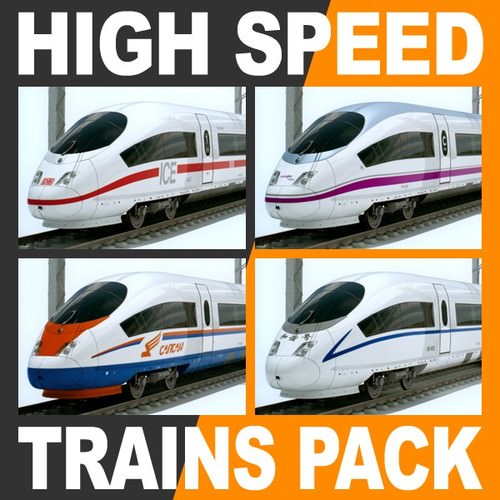 High Speed Train Pack - Siemens Velaro with Interior 3D Model .max .obj .3ds .fbx .lwo .lw .lws .c4d