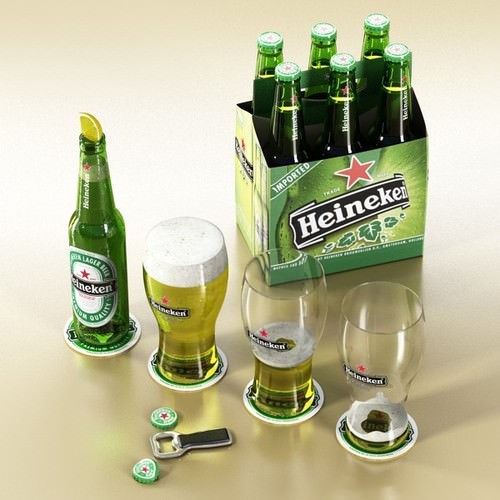 Heineken Beer Collection 3D Model .max .obj .3ds .fbx