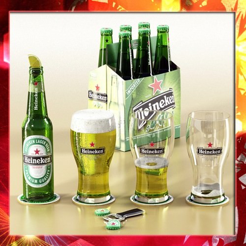 Heineken Beer Collection 3D Model .max .obj .3ds .fbx
