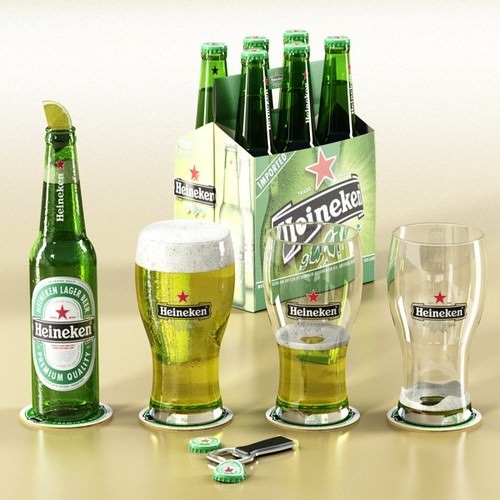 Heineken Beer Collection 3D Model .max .obj .3ds .fbx