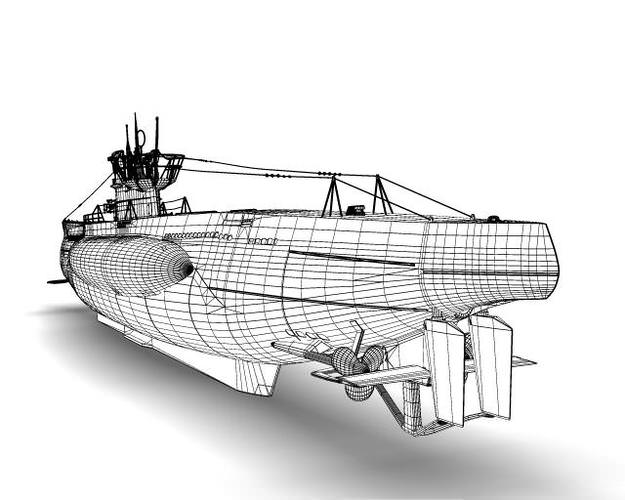 Type VIIc UBoat 3D Model .max .lwo .lw .lws