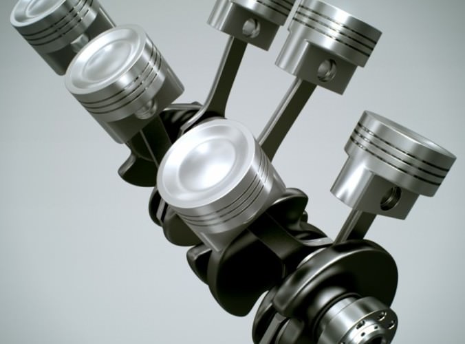 Animated V6 Engine Cylinders 3D Model .max .obj .3ds .fbx .lwo .lw .lws .c4d