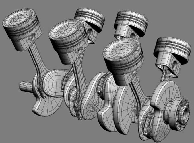 Animated V6 Engine Cylinders 3D Model .max .obj .3ds .fbx .lwo .lw .lws .c4d