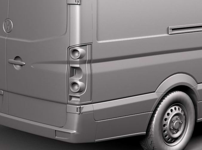 Volkswagen Crafter Van Long 2011 3D Model .max .obj .3ds .fbx .lwo .lw .lws .c4d