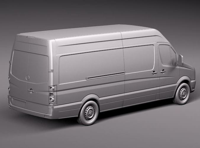 Volkswagen Crafter Van Long 2011 3D Model .max .obj .3ds .fbx .lwo .lw .lws .c4d