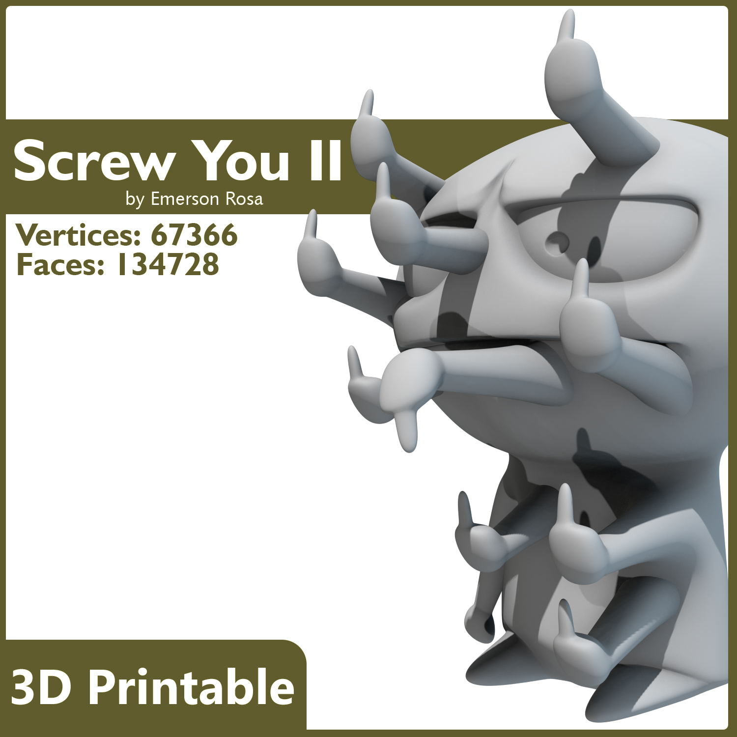 3D Printable Screw You Final Form 3D Model 3D Printable obj fbx 