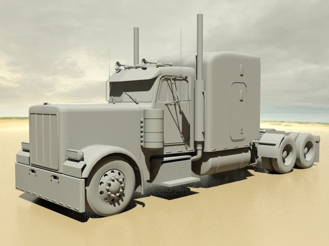 379 Conventional Semi Truck 3D Model .max .obj .3ds .fbx