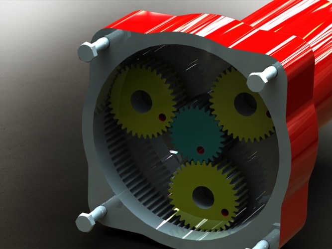 Gear system with mechanism free 3D Model 3D printable .stl