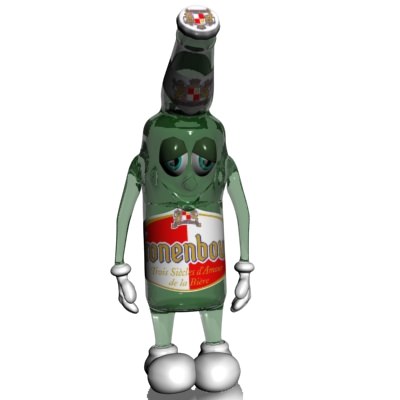 Beer Bottle Cartoon Character 3D Model .max .obj .3ds .fbx .lwo .lw .lws
