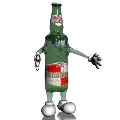 Beer Bottle Cartoon Character 3D Model .max .obj .3ds .fbx .lwo .lw .lws