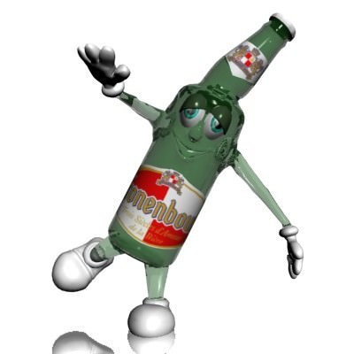 Beer Bottle Cartoon Character 3D Model .max .obj .3ds .fbx .lwo .lw .lws