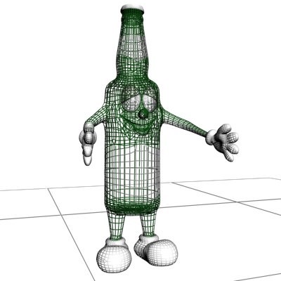 Beer Bottle Cartoon Character 3D Model .max .obj .3ds .fbx .lwo .lw .lws