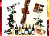 Wine racks collection and 6 wine bottles 3D Model