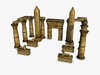 Egyptian temple entrance elements 3D Model