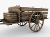 low poly wooden old cart 3D Model