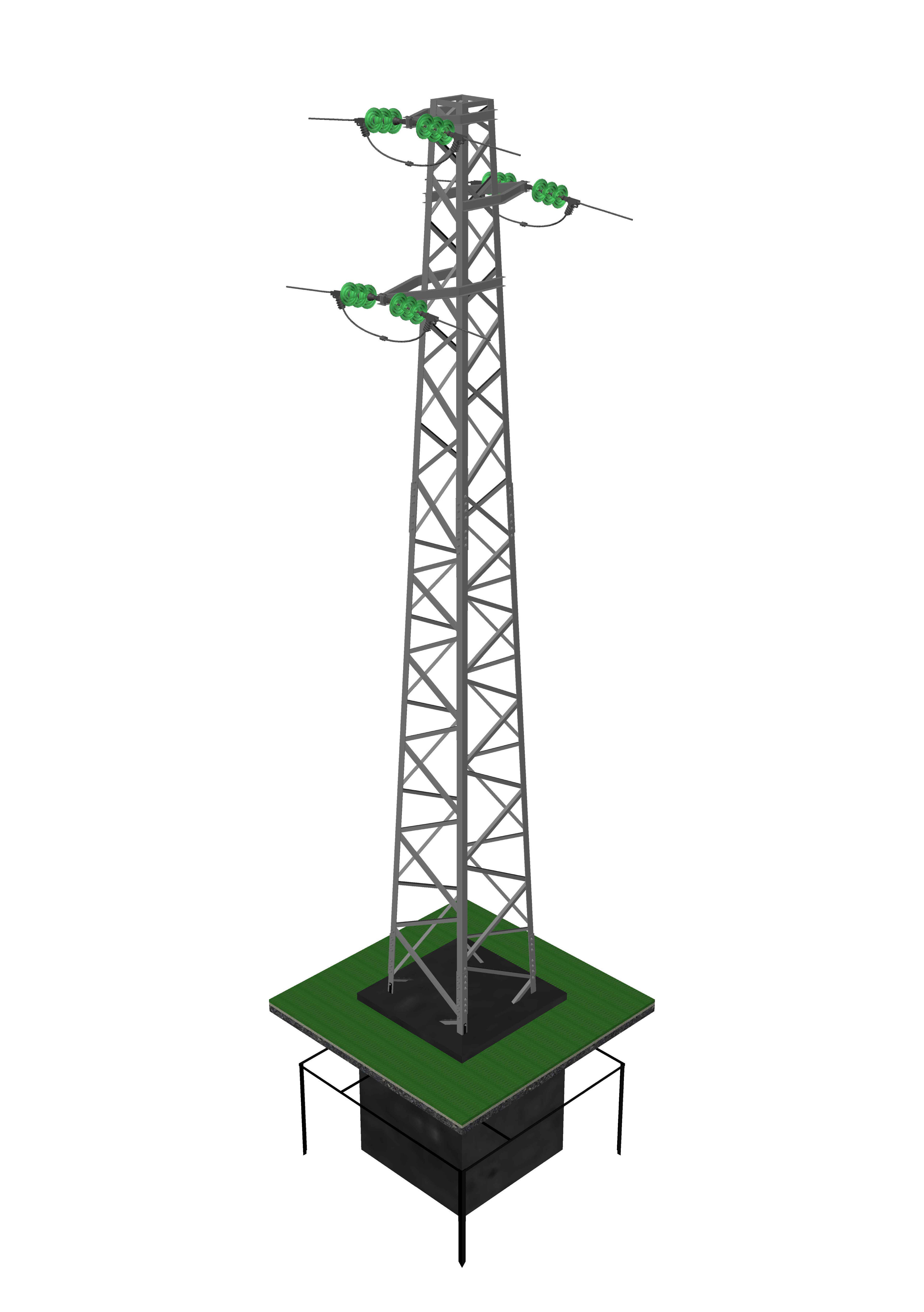 Voltage overhead power line tower 951 free 3D Model .dwg .ige .igs