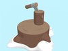 Cartoon Snow Covered Stump with axe 3D Model