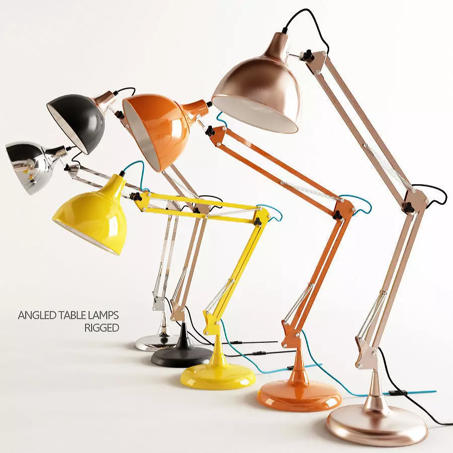 Angled Table Lamps Rigged 3D model_0