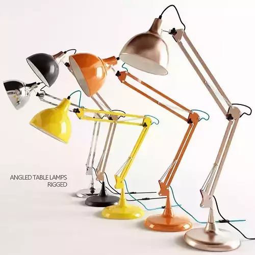 Angled Table Lamps Rigged 3D model