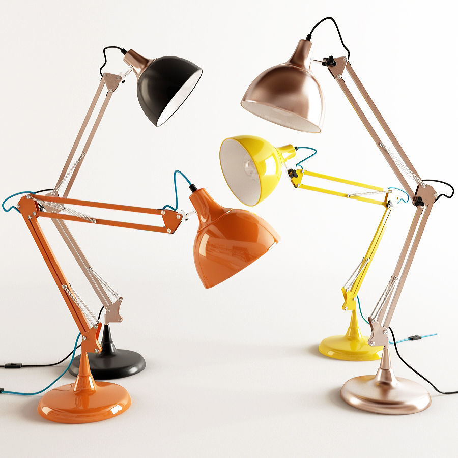 Angled Table Lamps Rigged 3D model_2