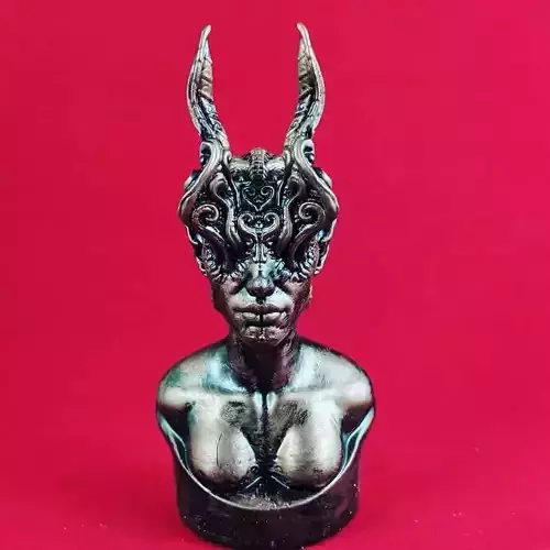 Horns bust of demon with