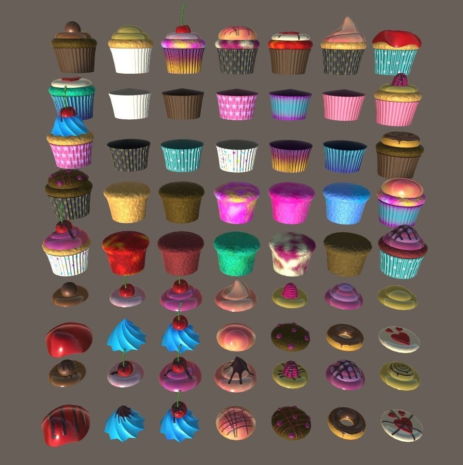 Ultimate Cupcake Pack Low-poly 3D model_3