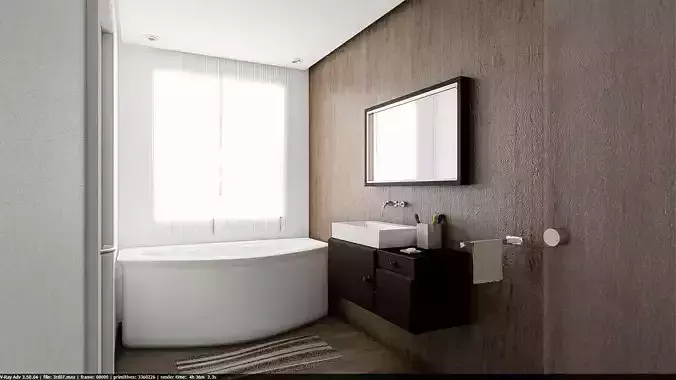 Bathroom Model with bathtub and sink 3D model