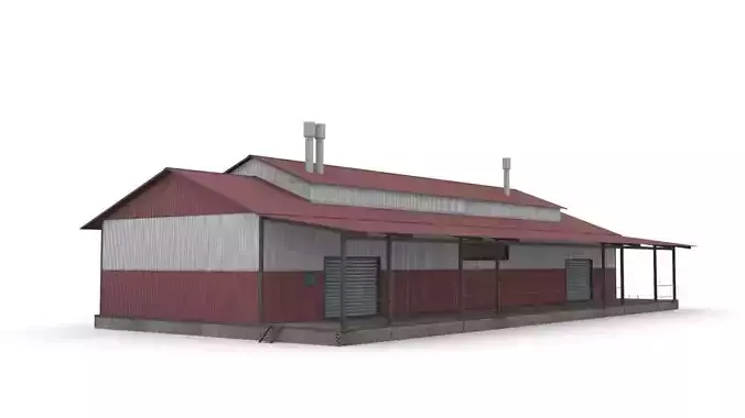 Warehouse house Low-poly 3D model