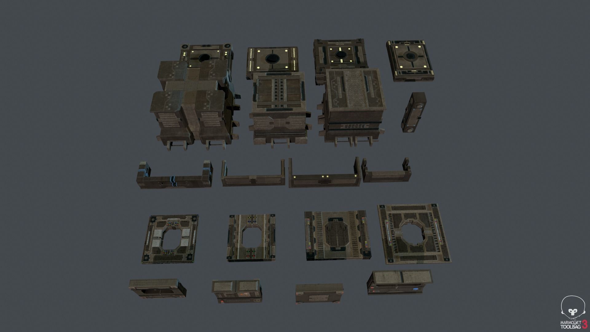 Modular Sci-Fi Estructures Low-poly 3D model_6