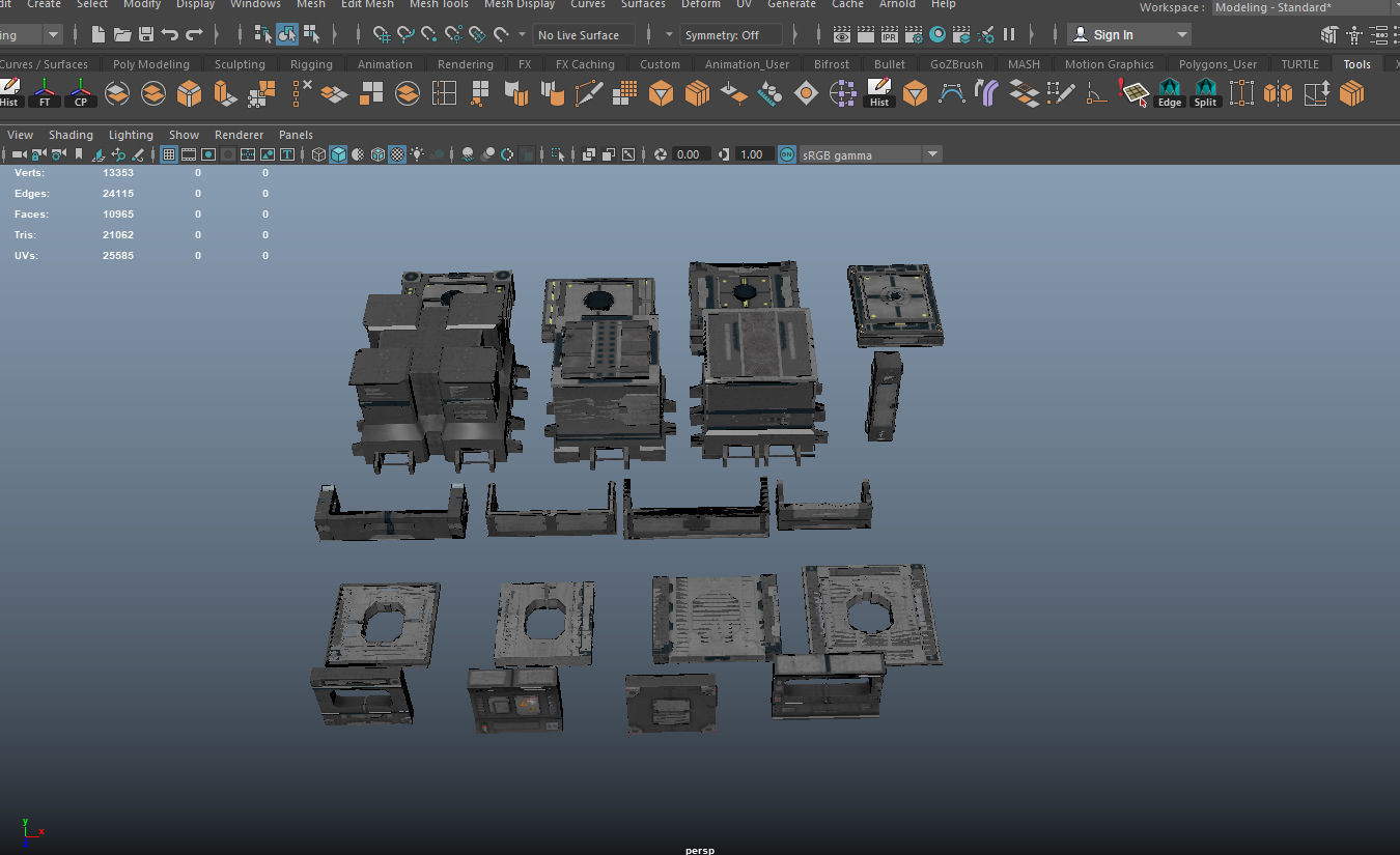Modular Sci-Fi Estructures Low-poly 3D model_12