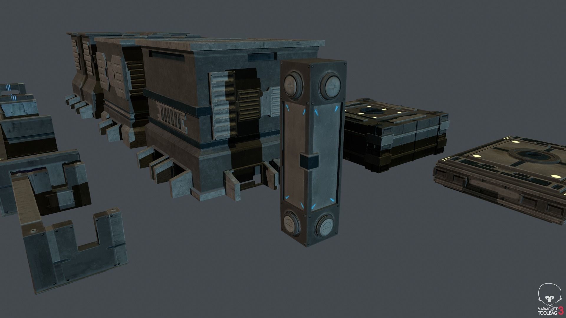 Modular Sci-Fi Estructures Low-poly 3D model_9