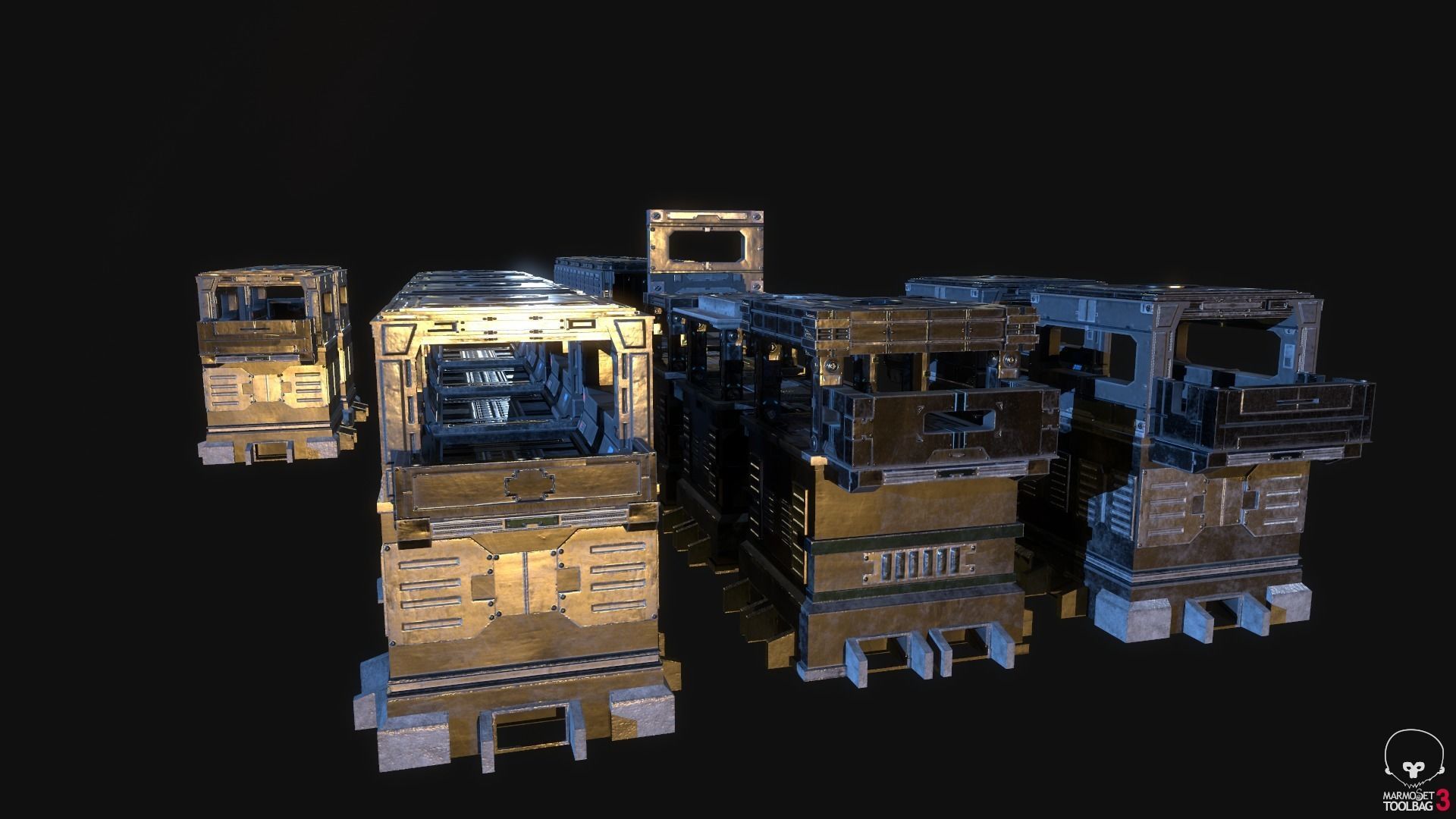 Modular Sci-Fi Estructures Low-poly 3D model_4