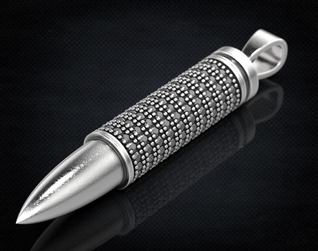 Stylish pendant bullet with stones 430 3D print model_3