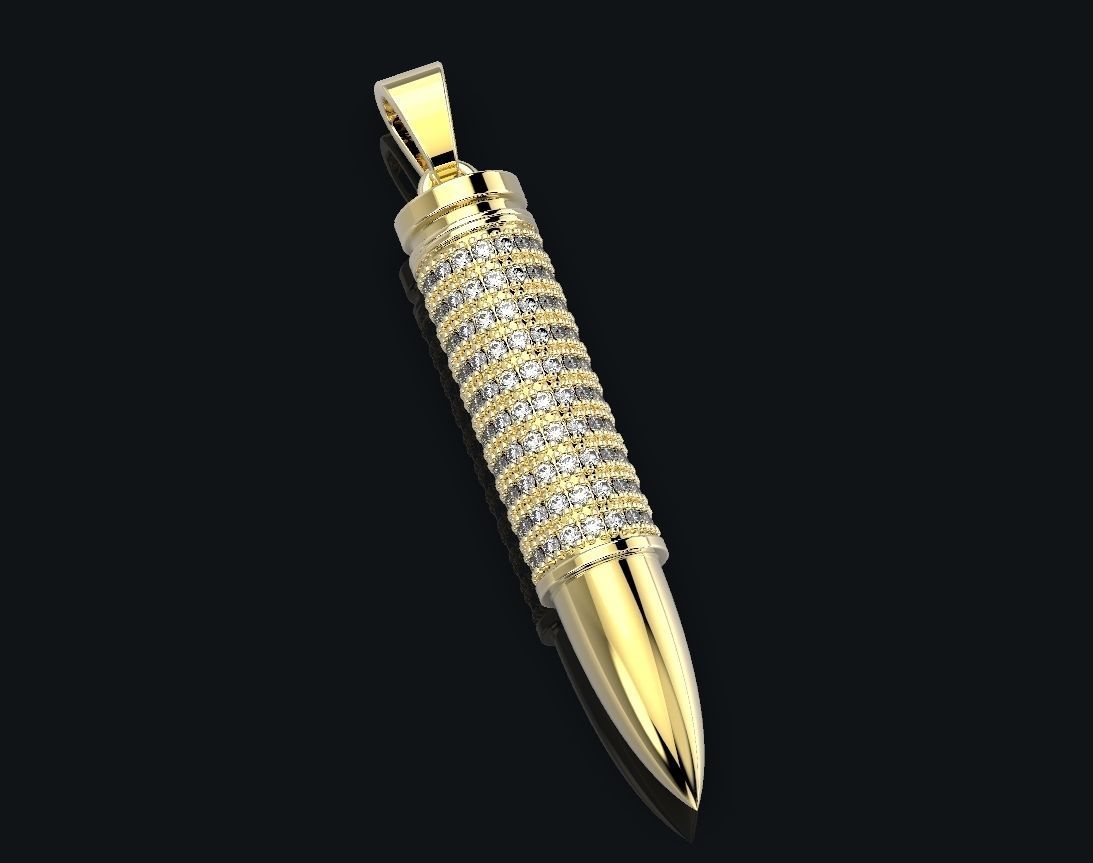 Stylish pendant bullet with stones 430 3D print model_9