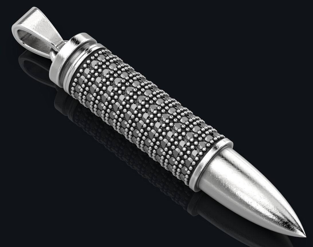 Stylish pendant bullet with stones 430 3D print model_8