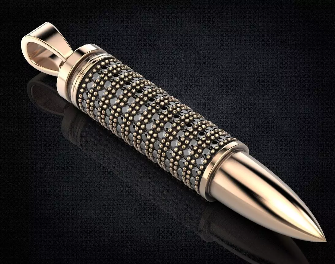 Stylish pendant bullet with stones 430 3D print model_0