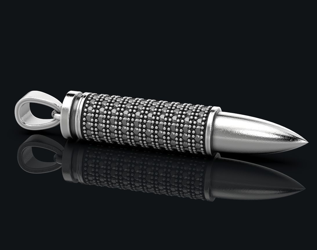 Stylish pendant bullet with stones 430 3D print model_12