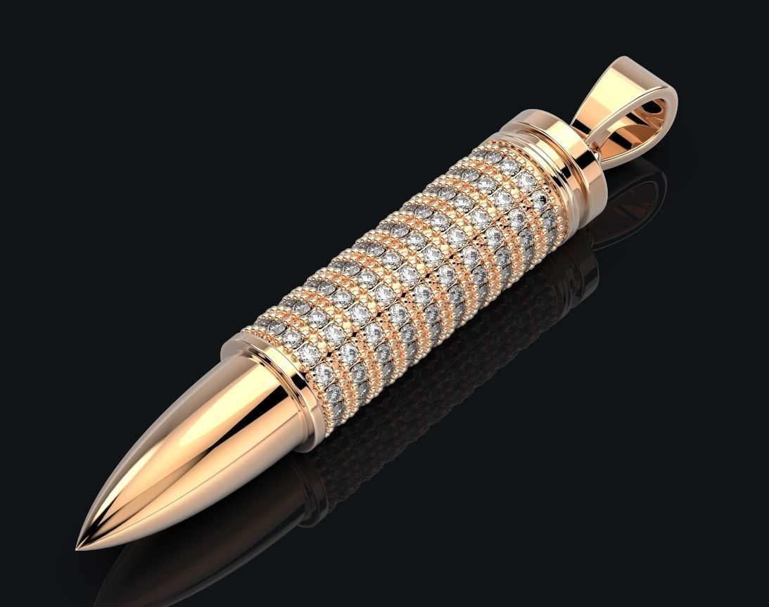Stylish pendant bullet with stones 430 3D print model_10