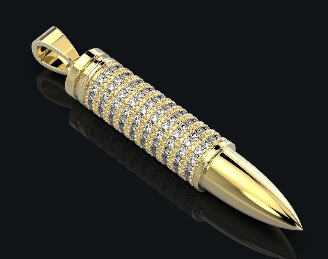 Stylish pendant bullet with stones 430 3D print model_7