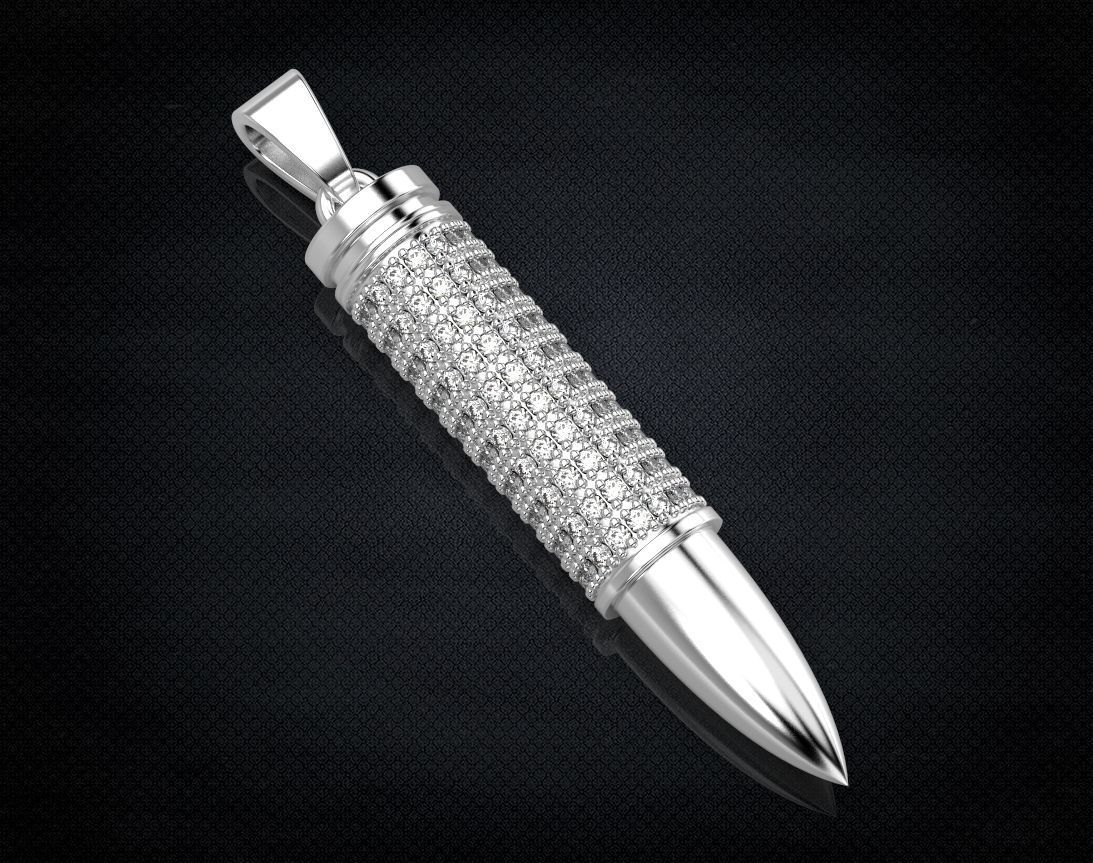 Stylish pendant bullet with stones 430 3D print model_2