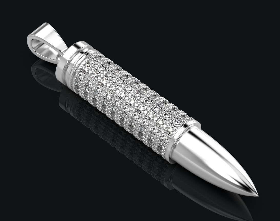 Stylish pendant bullet with stones 430 3D print model_6