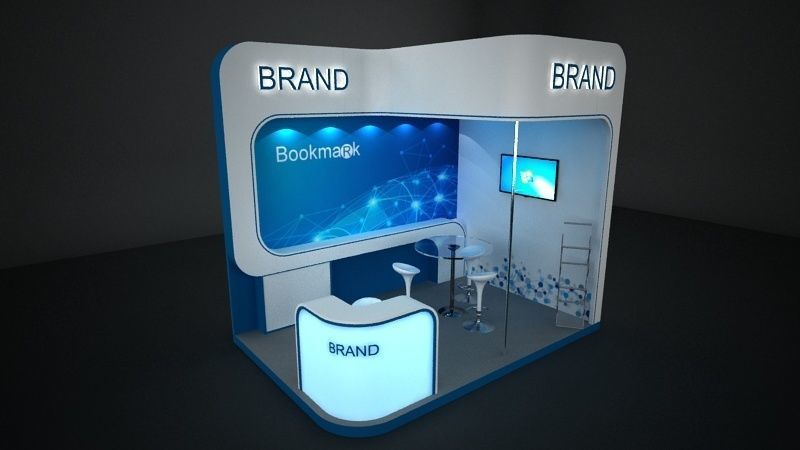 Two  side open stall 3D model_2