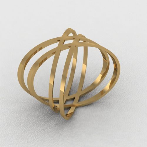 Ring X gold with two rings 3D print model