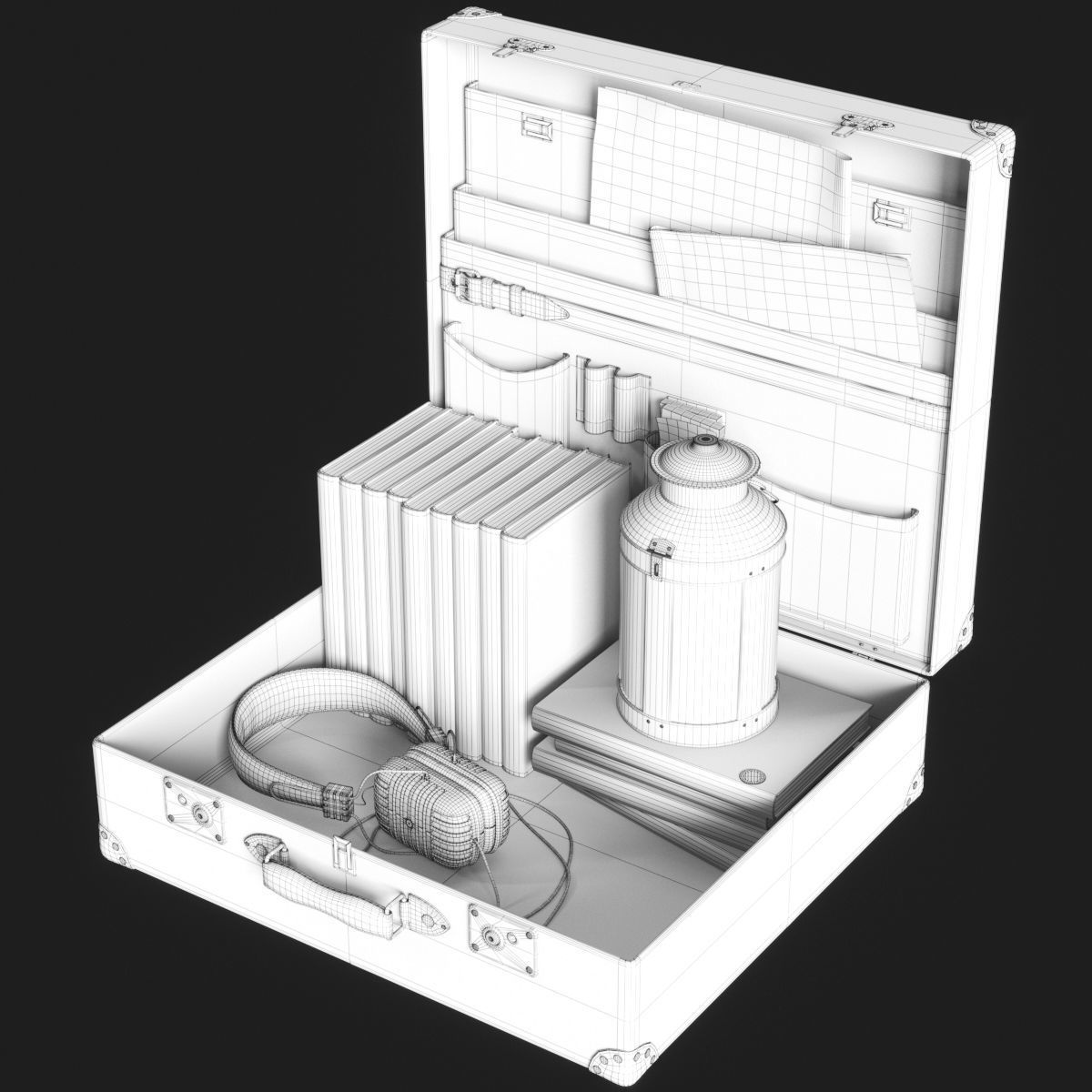 Open Suitcase Decorative set 3D model_4