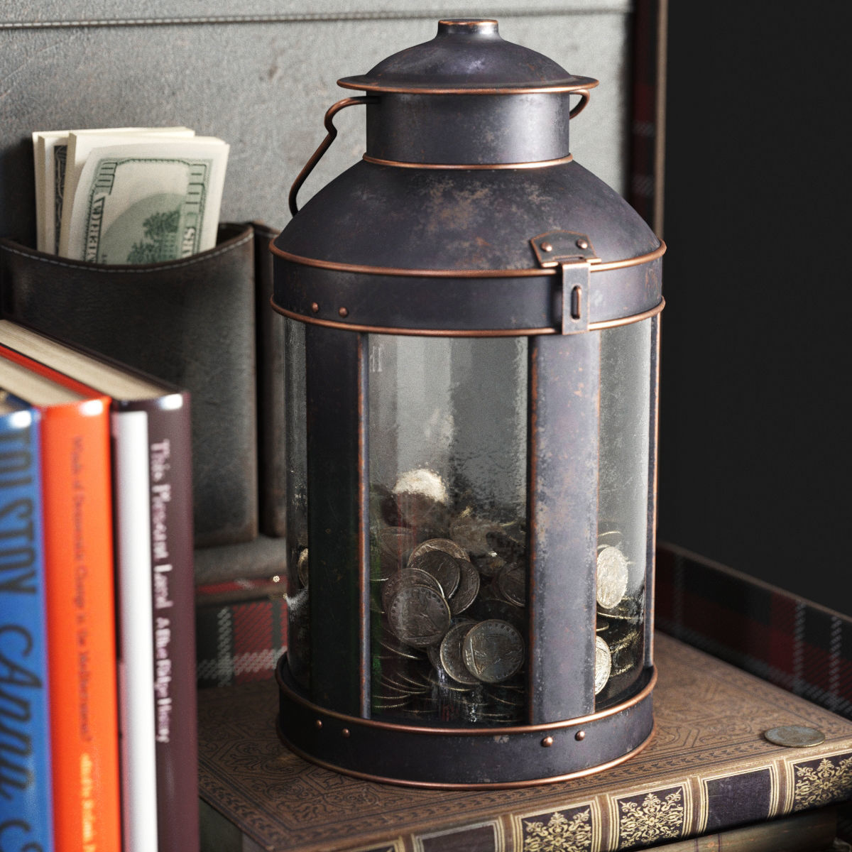 Open Suitcase Decorative set 3D model_3