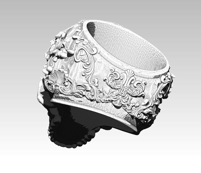 Carved man skull ring 3d print high detailed 3D print model_3