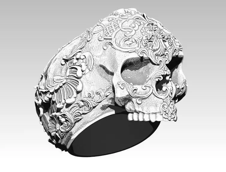 Carved man skull ring 3d print high detailed 3D print model_0
