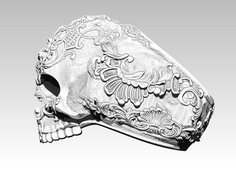 Carved man skull ring 3d print high detailed 3D print model_5